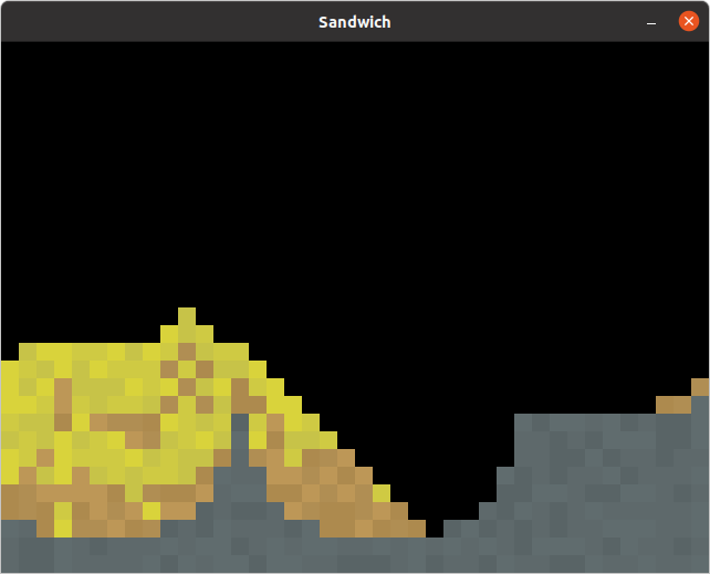 Physics Simulator, heavy sand starts to fall under the fine sand.