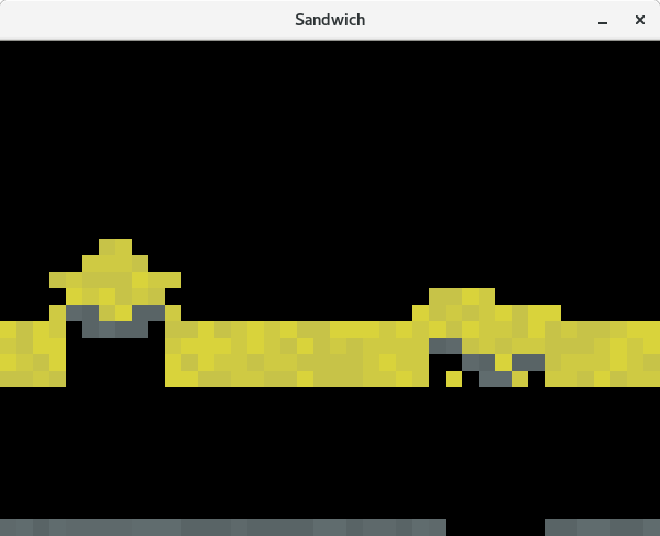 Physics Simulator, layer of sand collides with stone.